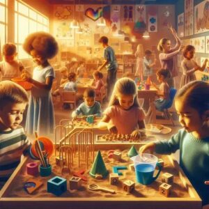 Estímulos Visuais e Táteis Integrados em Atividades Montessori Diárias